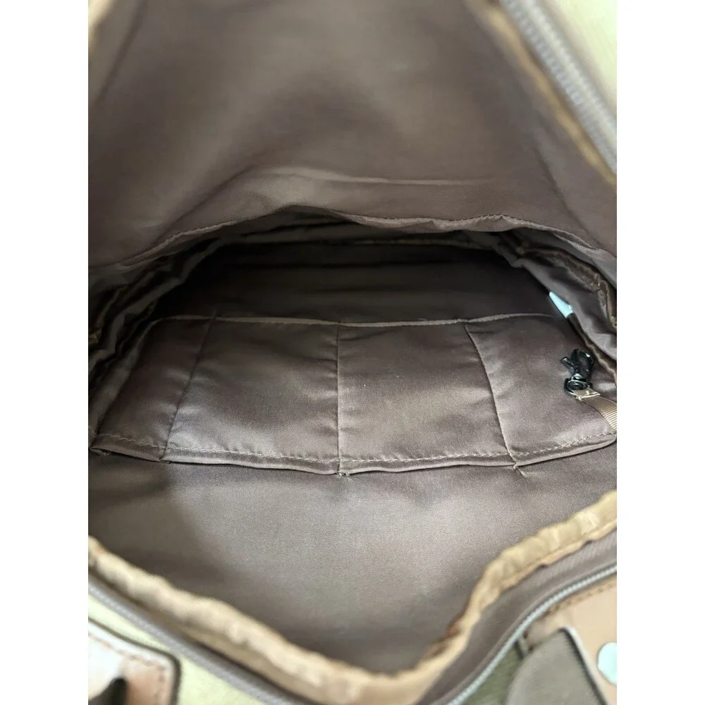 Renwick VTG Canvas Backpack Genuine Brown Leather Trim Multiple Pockets Utility